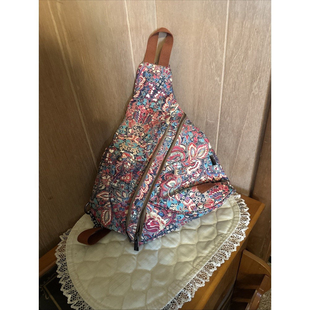 BAOSHA Colorful Paisley Sling‎ Backpack / 5 Pockets / Water Bottle Holder